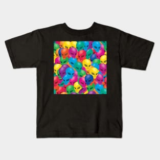 rainbow alien pattern Kids T-Shirt